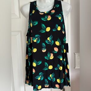 Black Sleeveless Top with Fruit Print